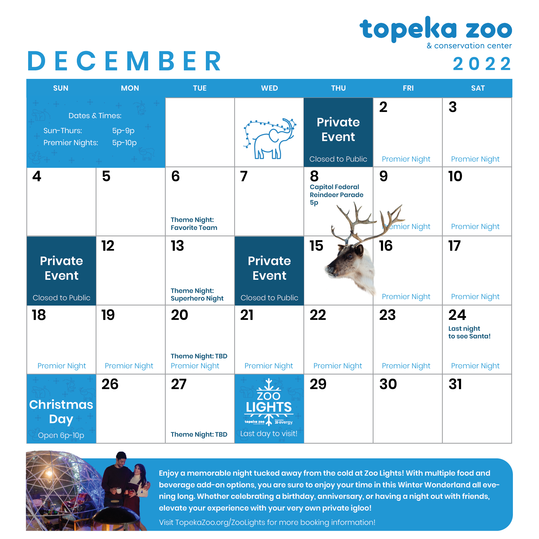 December Zoo Lights Calendar