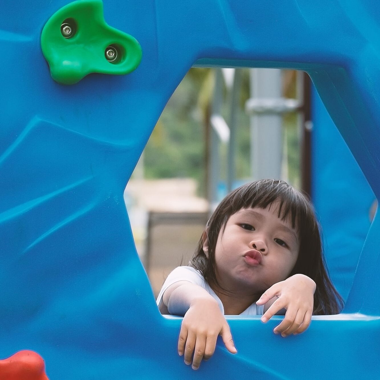 little girl in climbing space my play